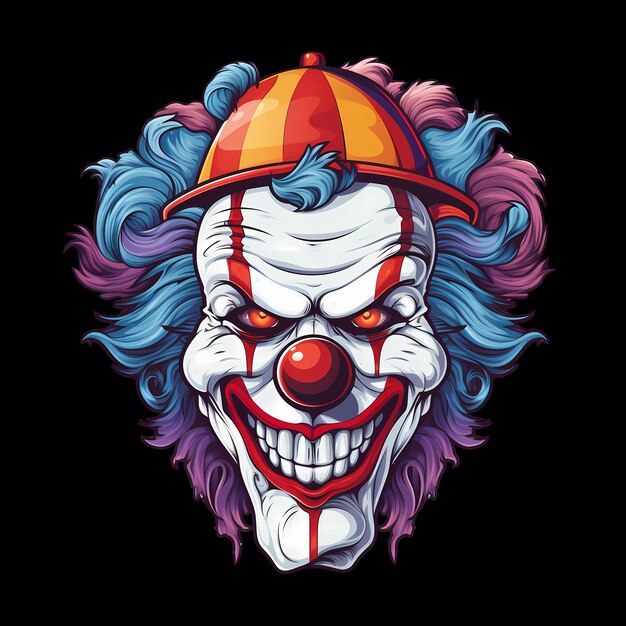 PSD spooky clown kunst illustraties voor stickers t-shirt design poster enz