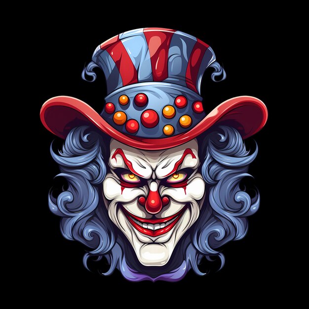 PSD spooky clown kunst illustraties voor stickers tshirt design poster enz