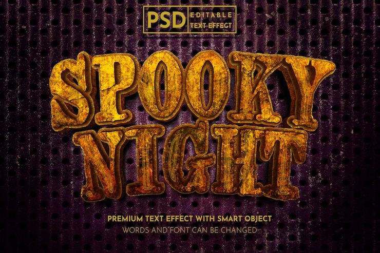 PSD spooky night 3d text effect