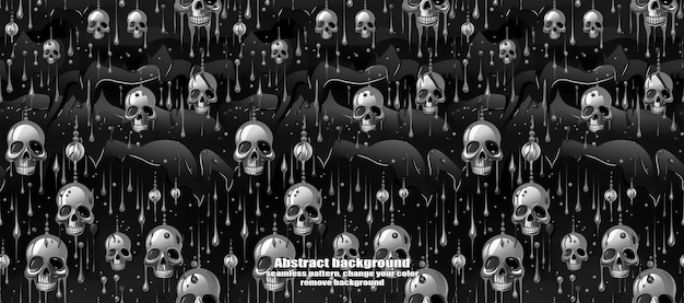 PSD spooky skulls en ghosts glinsterende halloween achtergrond