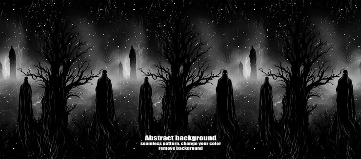 PSD spooky skulls amp ghosts glittering halloween background