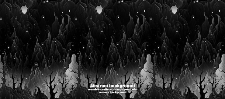 PSD spooky skulls amp ghosts glittering halloween background
