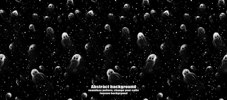 PSD spooky skulls amp ghosts glittering halloween background
