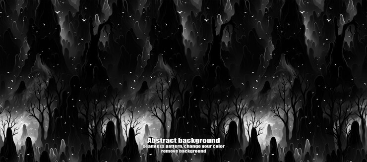 PSD spooky skulls amp ghosts glittering halloween background
