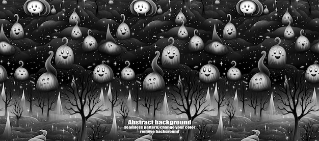 Spooky skulls amp ghosts glittering halloween background