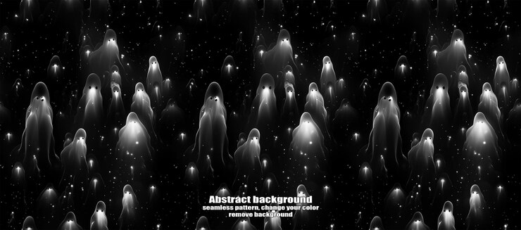 PSD spooky skulls amp ghosts glittering halloween background