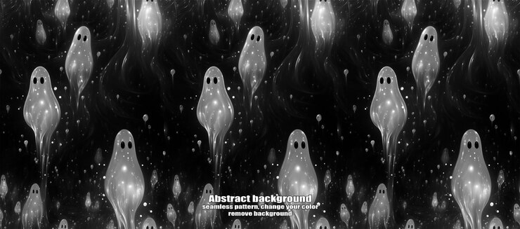 PSD spooky skulls amp ghosts glittering halloween background