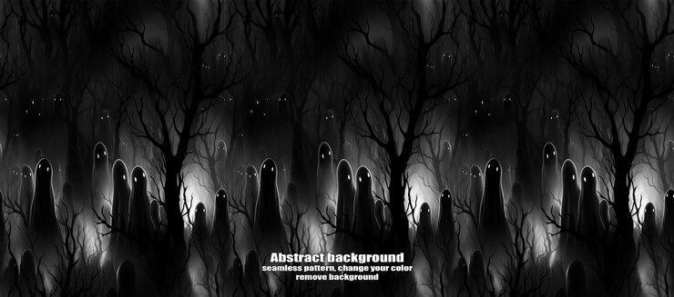 PSD spooky skulls amp ghosts glittering halloween background