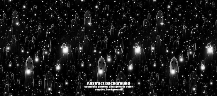 PSD spooky skulls amp ghosts glittering halloween background