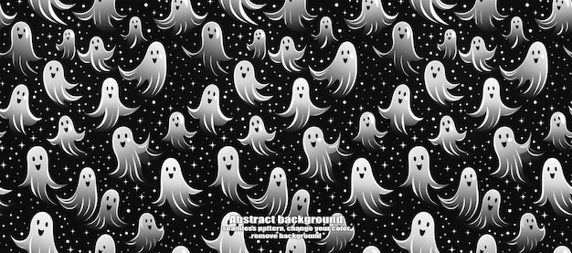 PSD teschi spettrali e fantasmi scintillanti sullo sfondo di halloween