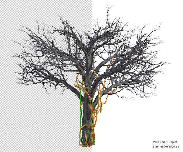 PSD Жуткое дерево изолировано 3d рендеринг