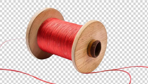 Spool of red thread isolated on transparent background
