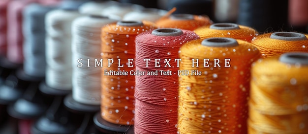 PSD spools of white and orange thread