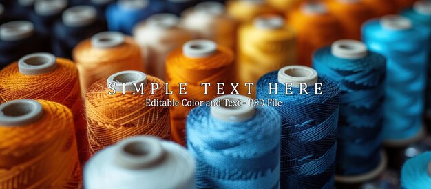 PSD spools of white and orange thread