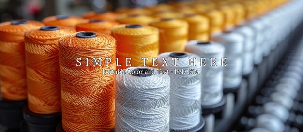 PSD spools of white and orange thread