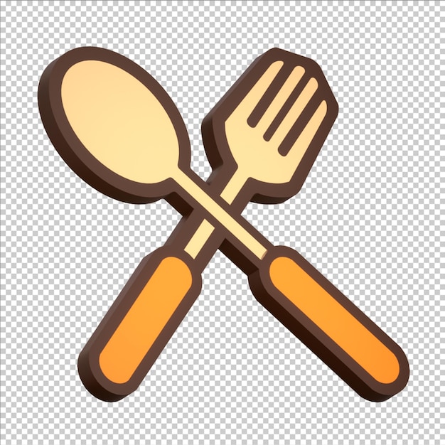 PSD spoon and fork 3d icon