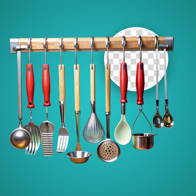 PSD spoon and spatula hanging on wall