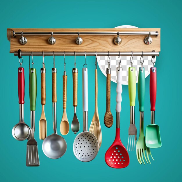 PSD spoon and spatula hanging on wall