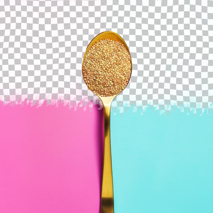 PSD a spoon with a pink background and a blue and pink background