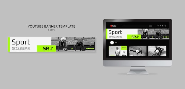 PSD modello di banner youtube di sport e attività