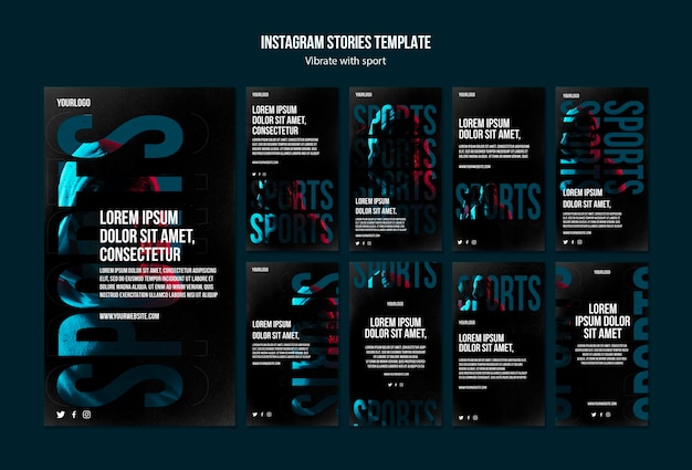 PSD modello di storie di instagram annuncio di sport