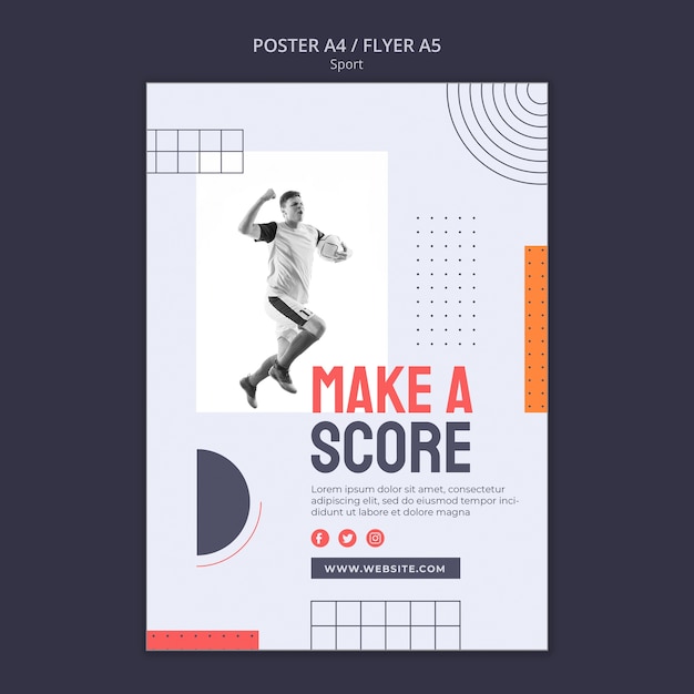 Sport and training vertical poster template