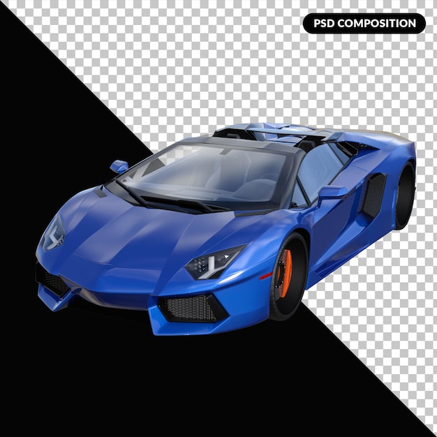 Sport car 3d rendering isolated premium psd