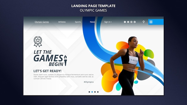 PSD sport competition landing page with photo