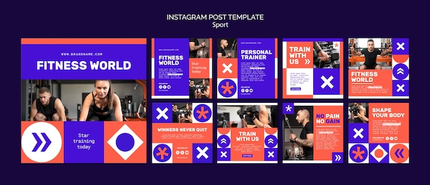 PSD sport concept instagram berichten sjabloon