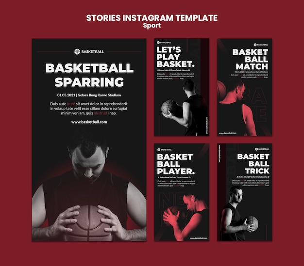 PSD modello di storie di instagram di concetto di sport