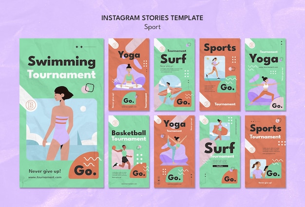 PSD modello di storie di instagram di concetto di sport