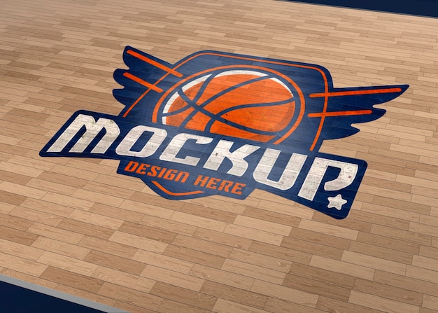 PSD sport court logo mockup