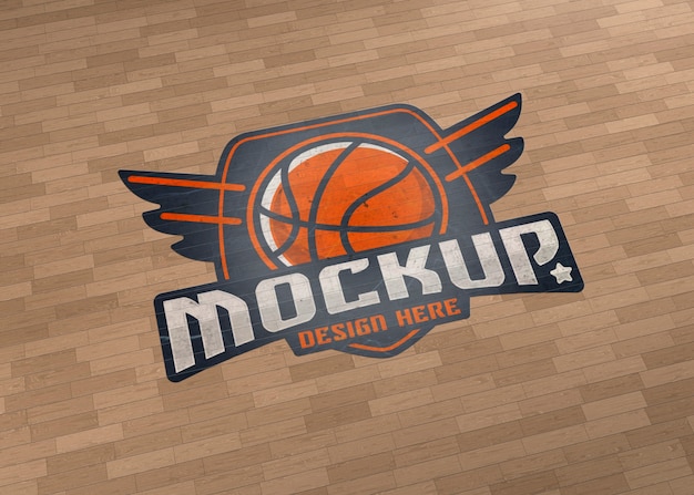 PSD sport court logo mockup