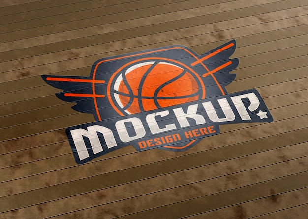 PSD sport court logo mockup