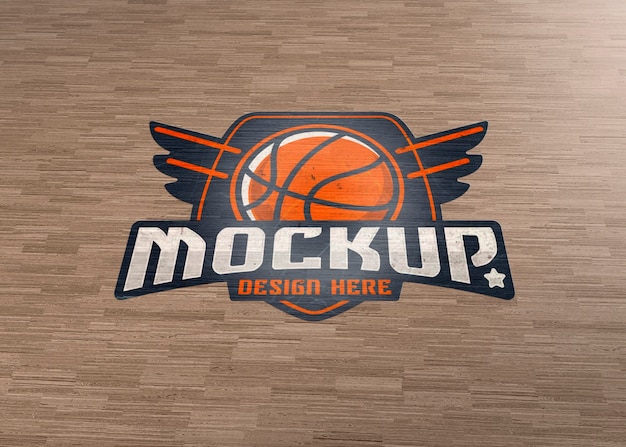 PSD sport court logo mockup