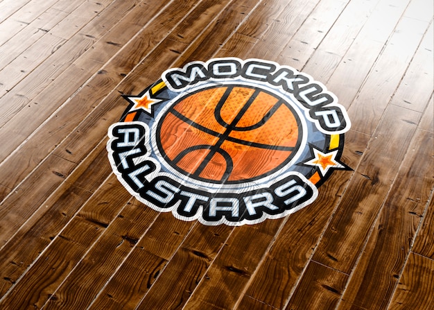 PSD sport court logo mockup