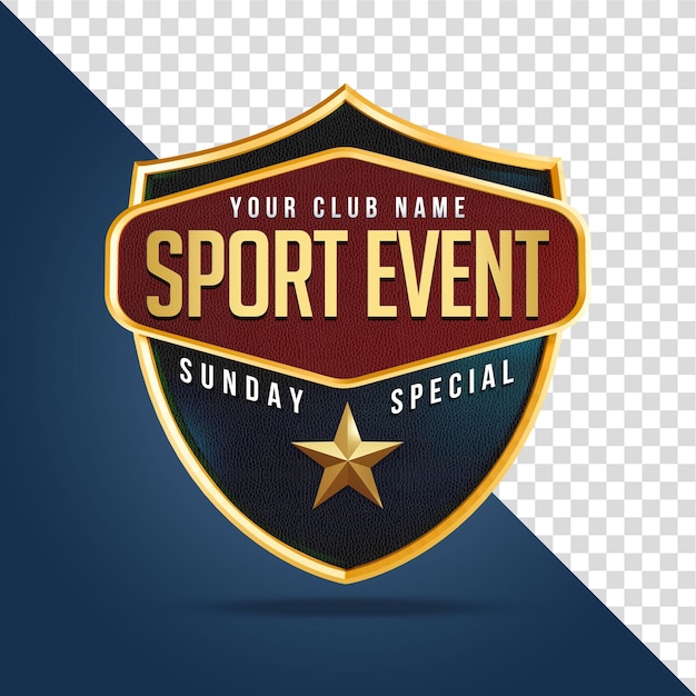 PSD rendering 3d di mockup di scudo di eventi sportivi