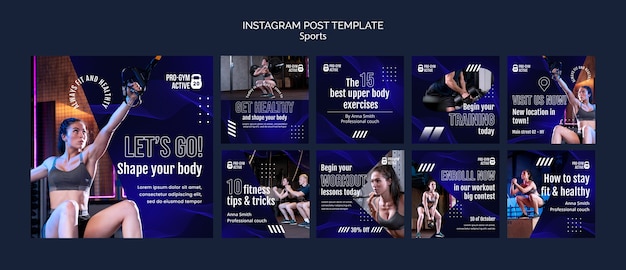PSD sport and fitness instagram posts collection