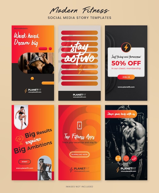 Sport and Fitness Social Media Story Templates for Gym Owners