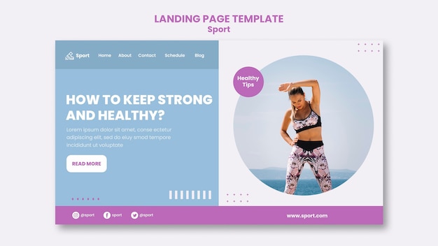 sport landing page template with photo