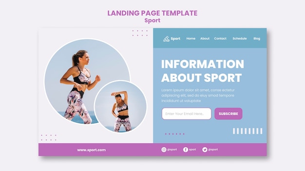 sport landing page template with photo