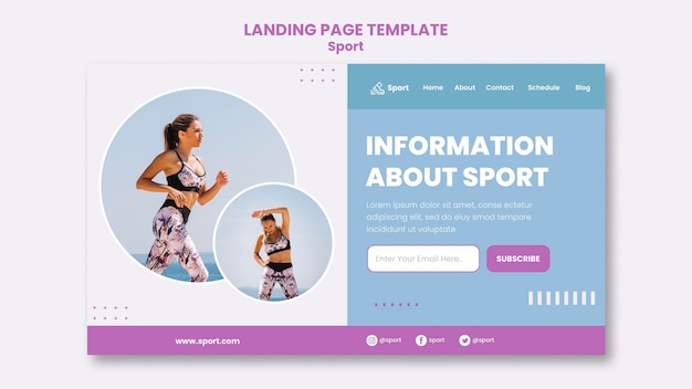 PSD sport landing page template with photo