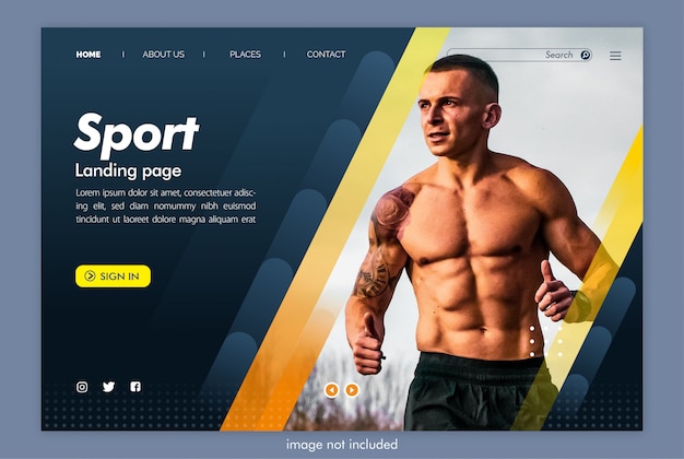 Sport landing page website with image template