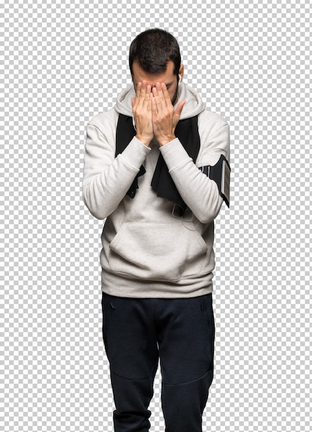 Sport man with tired and sick expression