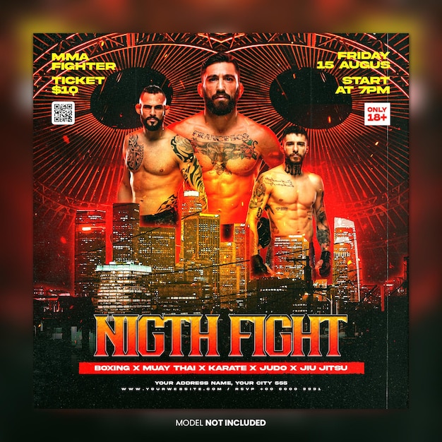 PSD Шаблон спортивного mma flyer