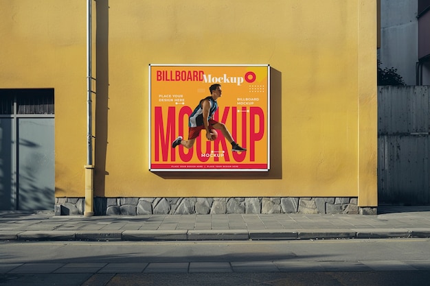 sport poster mockup on city walls