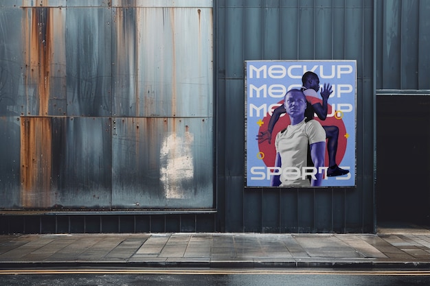 sport poster mockup on city walls