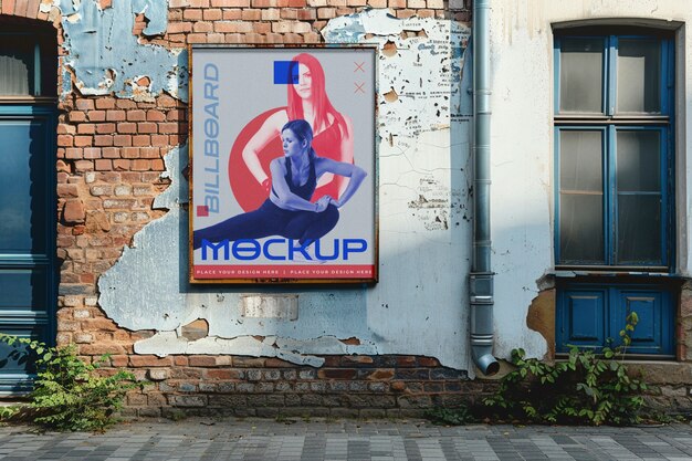 sport poster mockup on city walls