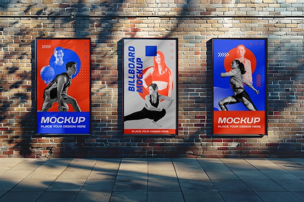 Мокет спортивного плаката на городских стенах