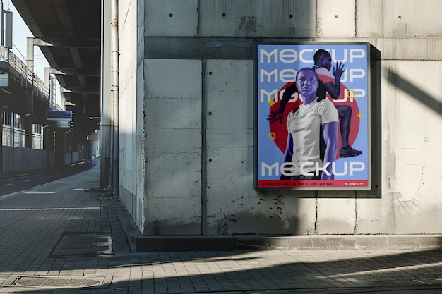 Sport poster mockup op stadsmuren